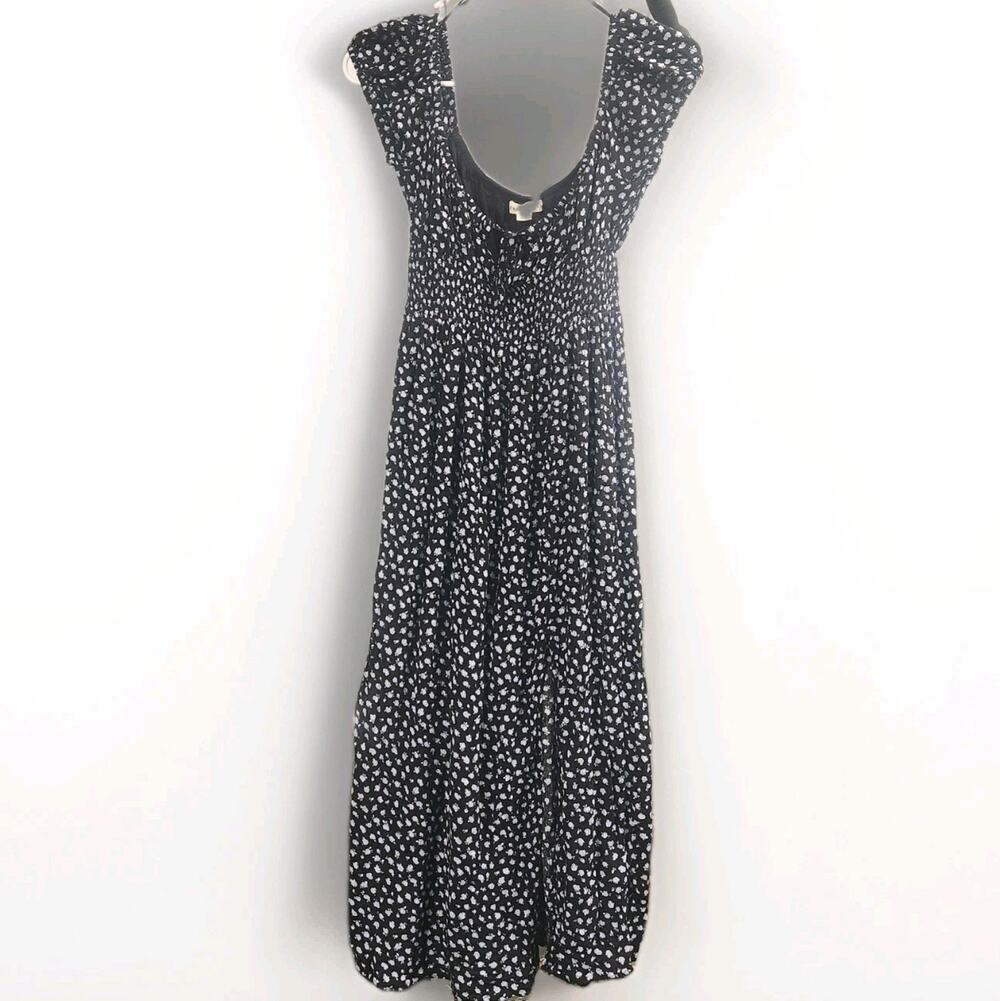 Aeropostale Xs Black With Blue Floral Flowy Dress Short Sleeve Or Off Shoulder